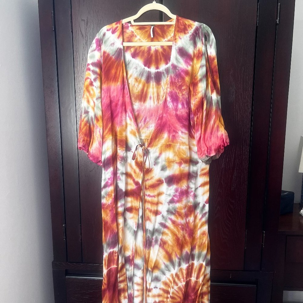 Tie-dye wrap dress